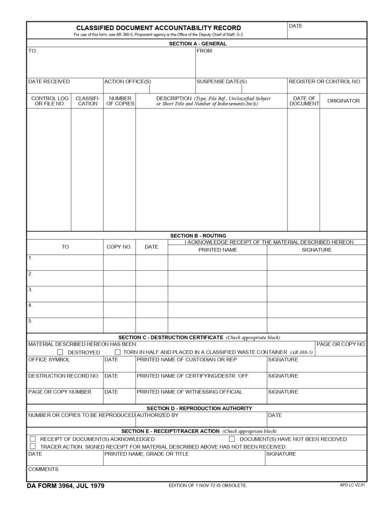 DA FORM 3964 - Classified Document Accountability Record_page-0001