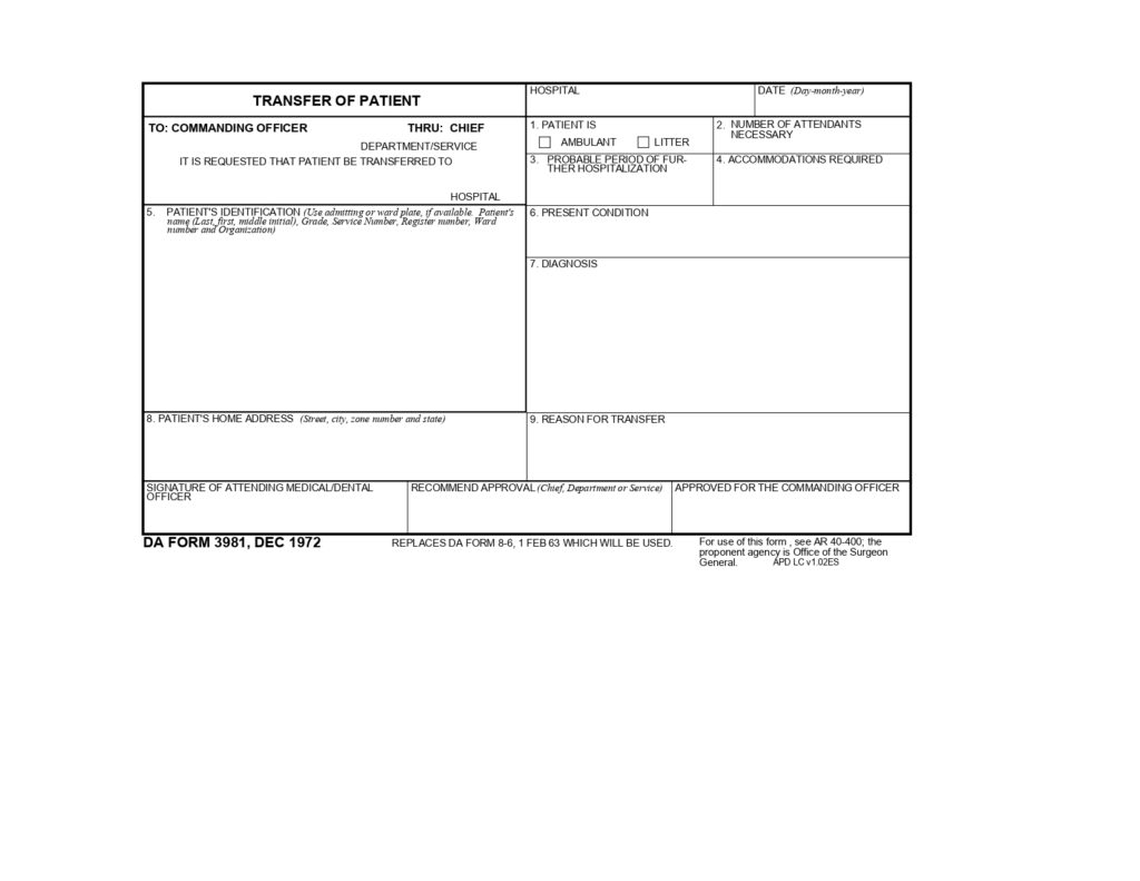 DA FORM 3981 - Transfer Of Patient_page-0001