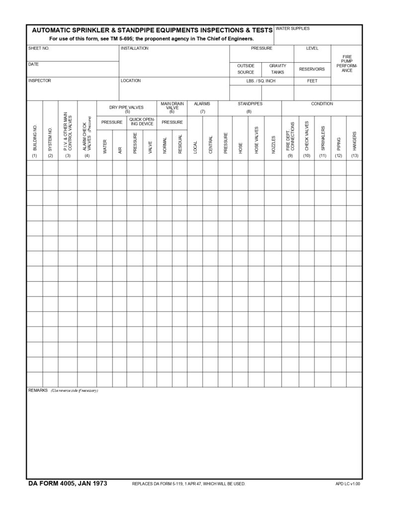 DA FORM 4005 - Automatic Sprinkler And Standpipe Equipments Inspections And Tests_page-0001