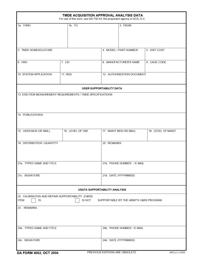 DA FORM 4062 - TMDE Acquisition Approval Analysis Data_page-0001