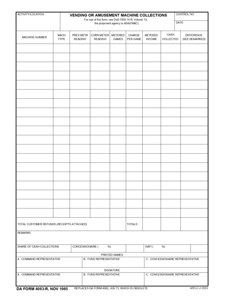 DA FORM 4083-R - Vending Or Amusement Machine Collections (LRA)_page-0001