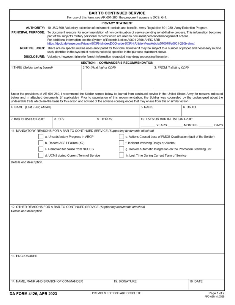 DA FORM 4126 - Bar To Continued Service_page-0001