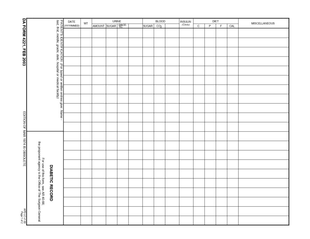 DA FORM 4221 - Diabetic Record_page-0001