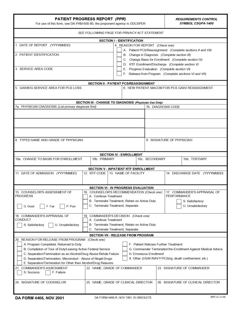 DA FORM 4466 - Patient Progress Report (PPR)_page-0001