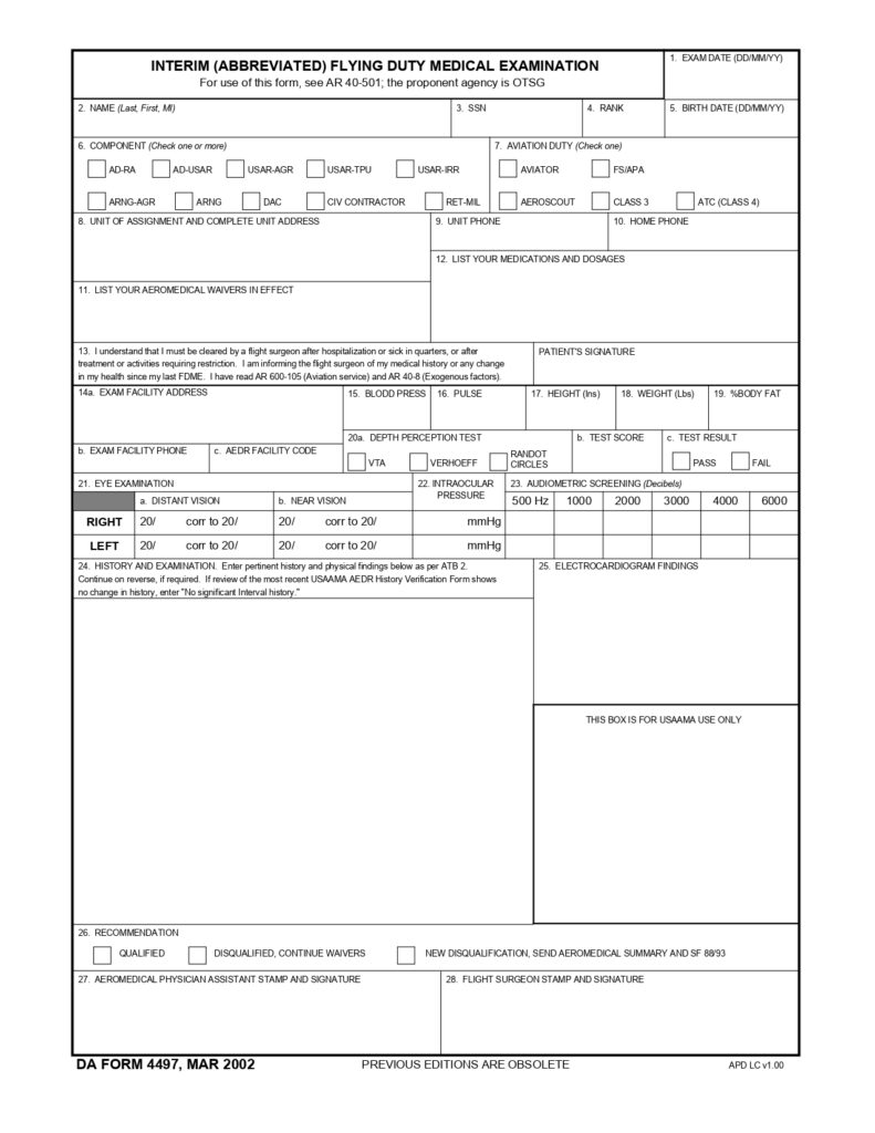 DA FORM 4497 - Interim (Abbreviated) Flying Duty Medical Examination_page-0001