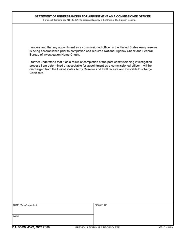 DA FORM 4572 - Statement Of Understanding For Appointment As A Commissioned Officer_page-0001