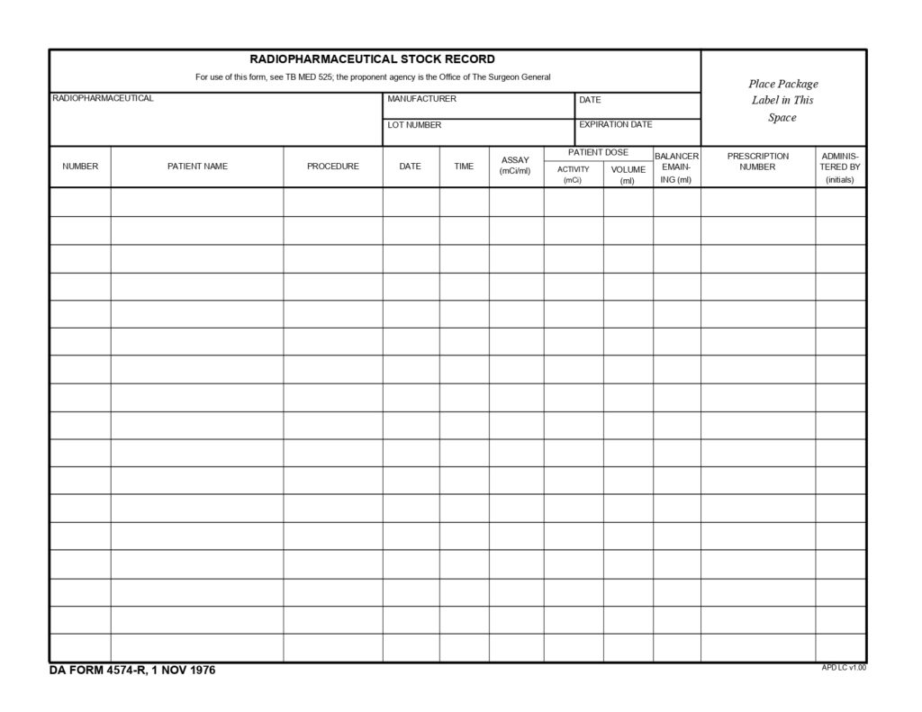 DA FORM 4574-R - Radiopharmaceutical Record (LRA)_page-0001