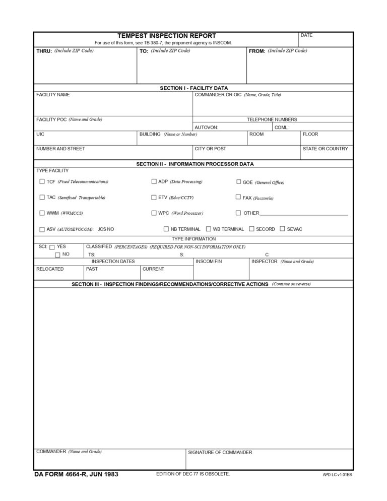 DA FORM 4664-R Fillable - Army Pubs 4664-R PDF | DA Forms 2026