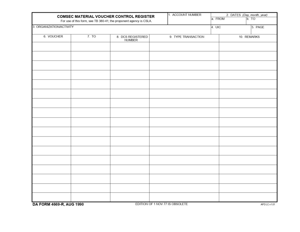 DA FORM 4669-R Fillable - Army Pubs 4669-R PDF | DA Forms 2024