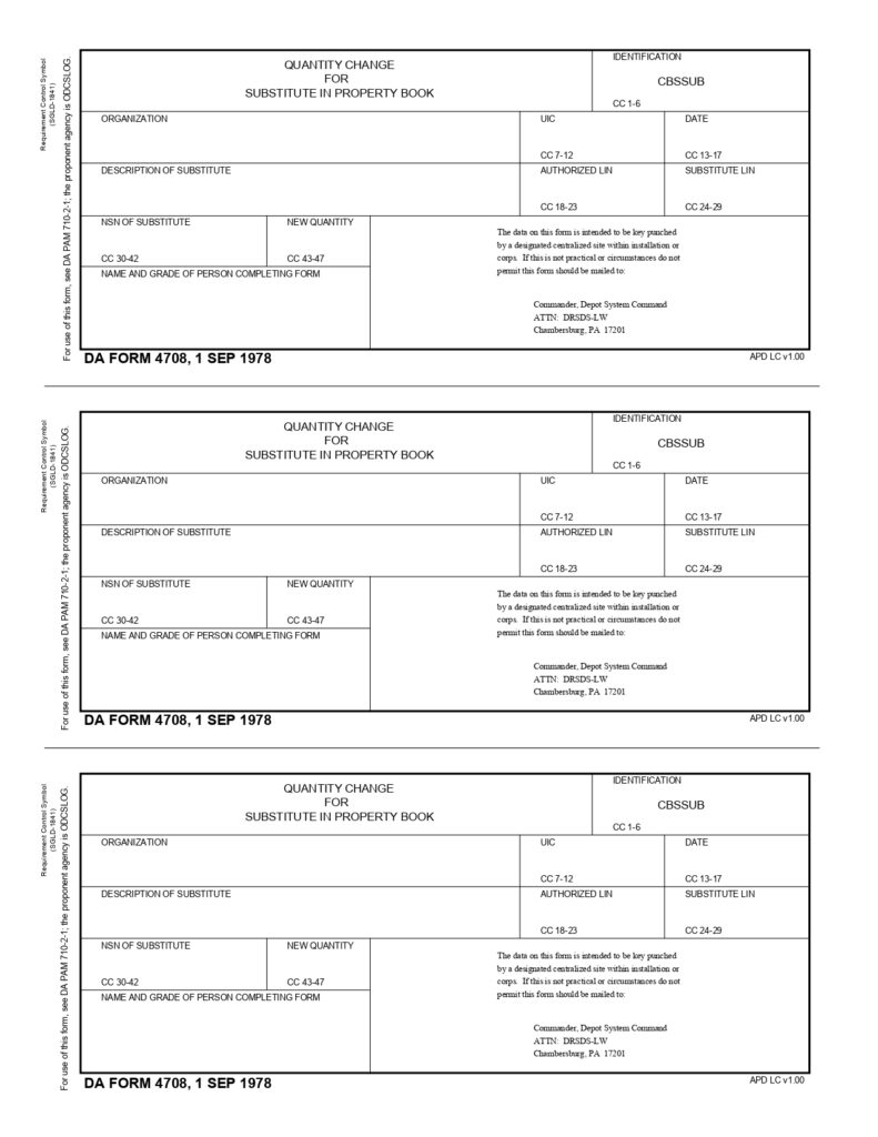 DA FORM 4708 - Quantity Change For Substitute In Property Book (EGA)_page-0001