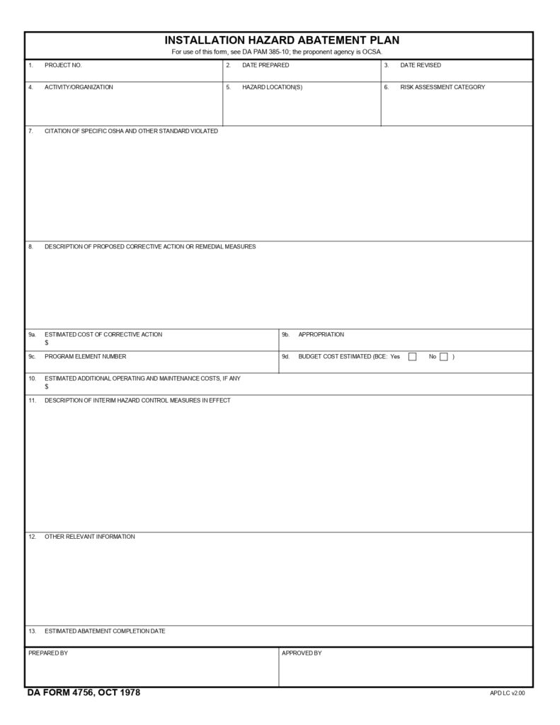 DA FORM 4756 - Installation Hazard Abatement Plan_page-0001