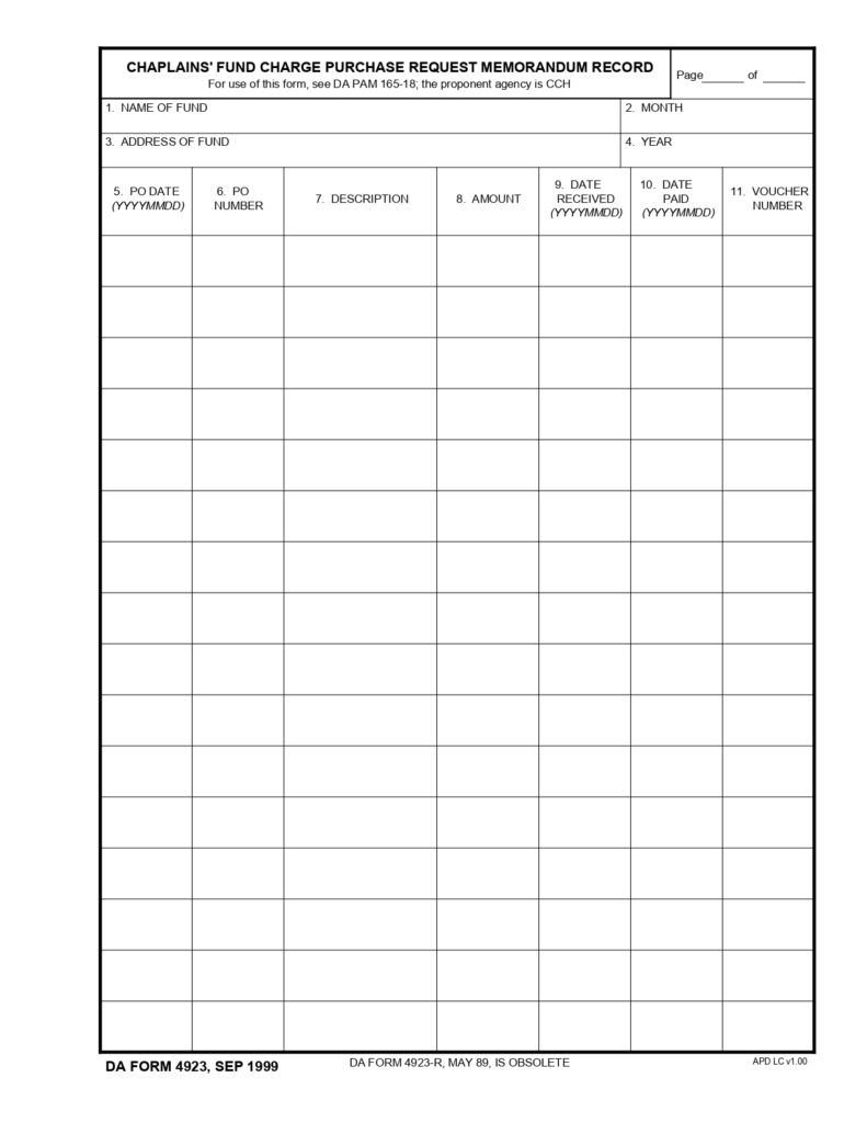 DA FORM 4923 - Chaplains Fund Charge Purchase Request Memorandum Record_page-0001