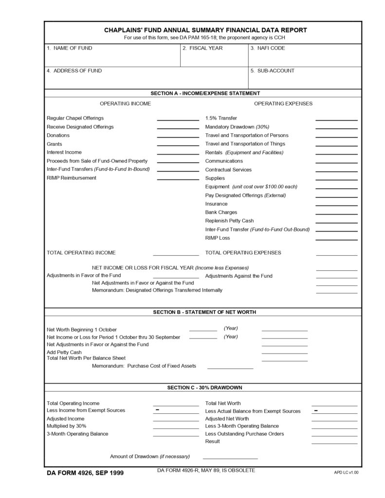 DA FORM 4926 - Chaplains Fund Annual Summary Financial Data Report_page-0001