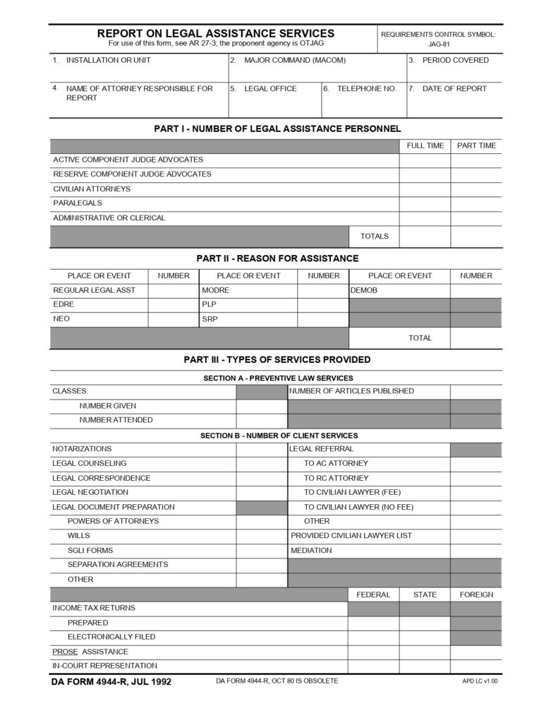 DA FORM 4944-R - Report On Legal Assistance Services (LRA)_page-0001