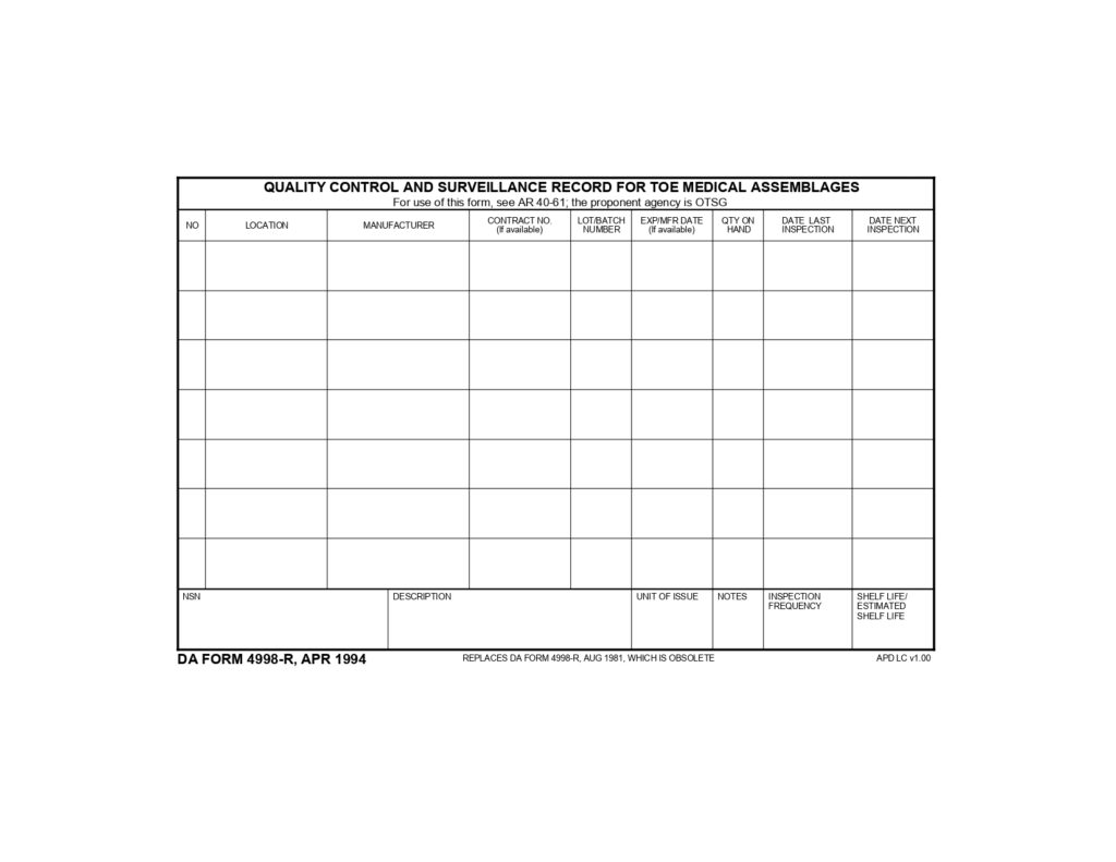 DA FORM 4998-R - Quality Control And Surveillance Record For Toe Medical Assemblage (LRA)_page-0001