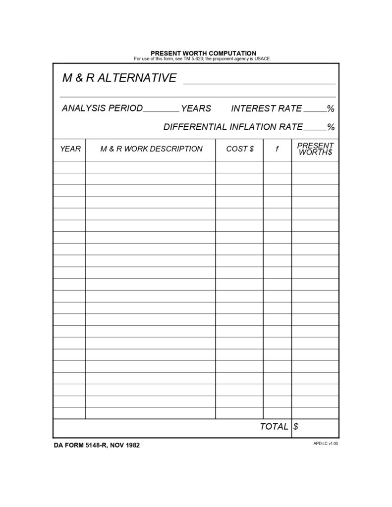 DA FORM 5148-R - Present Worth Computation (LRA)_page-0001