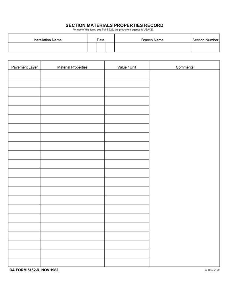 DA FORM 5152-R - Section Materials Property Record (LRA)_page-0001