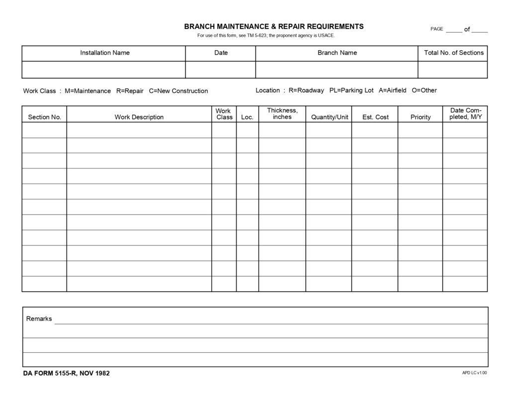 DA FORM 5155-R - Branch Maintenance And Repair Requirements (LRA)_page-0001