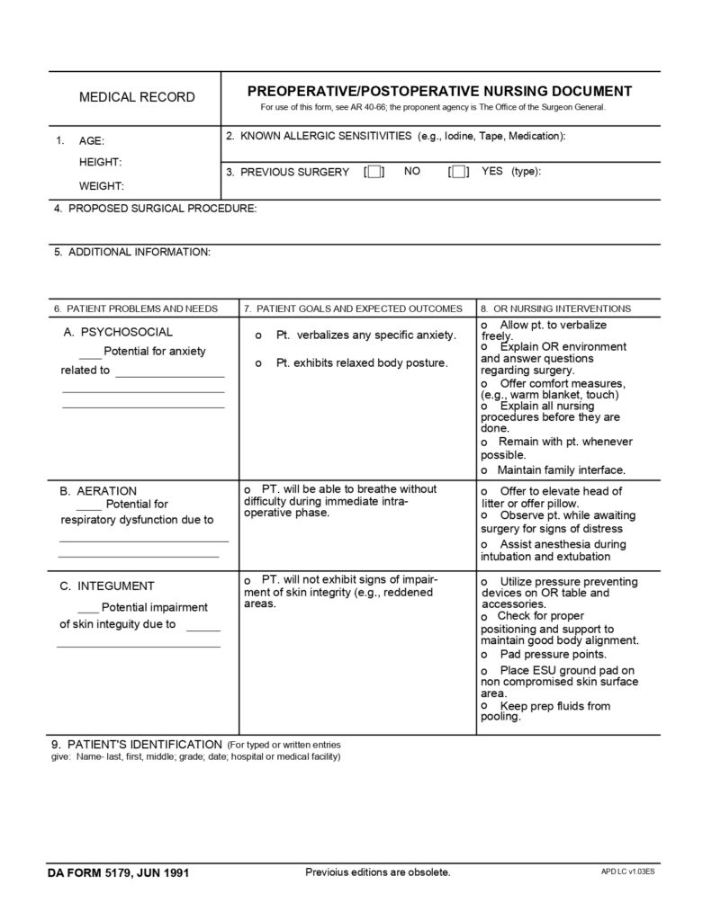 DA FORM 5179 - Medical Record - Preoperative-Postoperative Nursing Document_page-0001