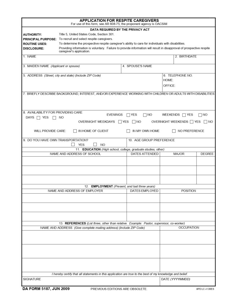 DA FORM 5187 - Application For Respite Caregivers_page-0001