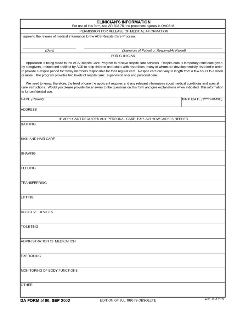 DA FORM 5190 - ClinicianS Information_page-0001