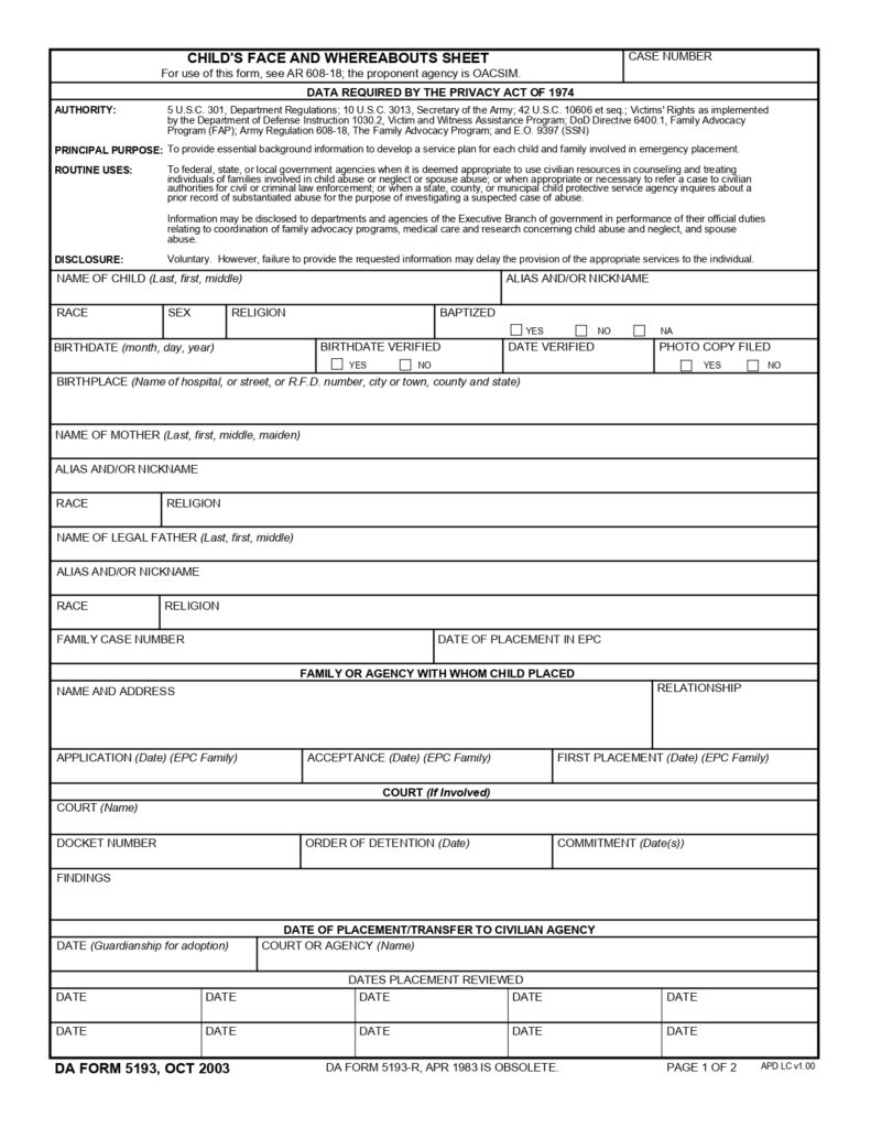 DA FORM 5193 - ChildS Face And Whereabouts Sheet_page-0001