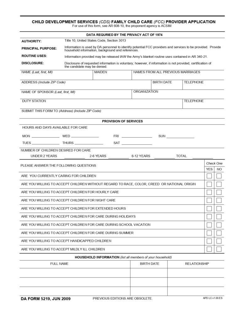 DA FORM 5219 - Child Development Services (CDS) Family Child Care (FCC) Provider Application_page-0001