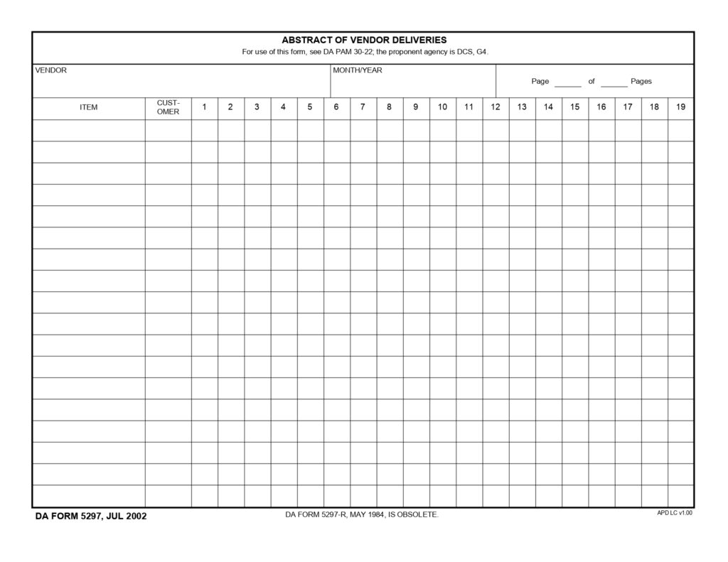 DA FORM 5297 - Abstract Of Vendor Deliveries_page-0001