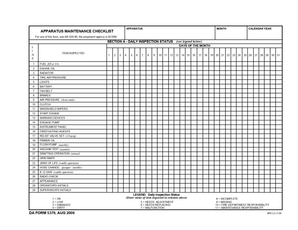 DA FORM 5379 - Apparatus Maintenance Checklist_page-0001