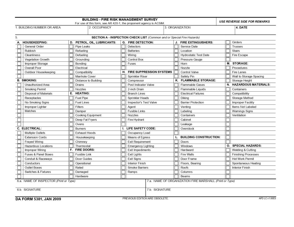 DA FORM 5381 - Building - Fire Risk Management Survey_page-0001