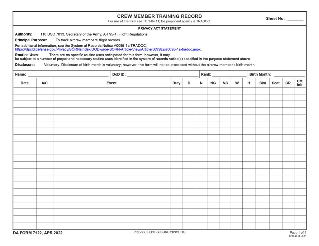 DA FORM 7122 - Crew Member Training Record_page-0001