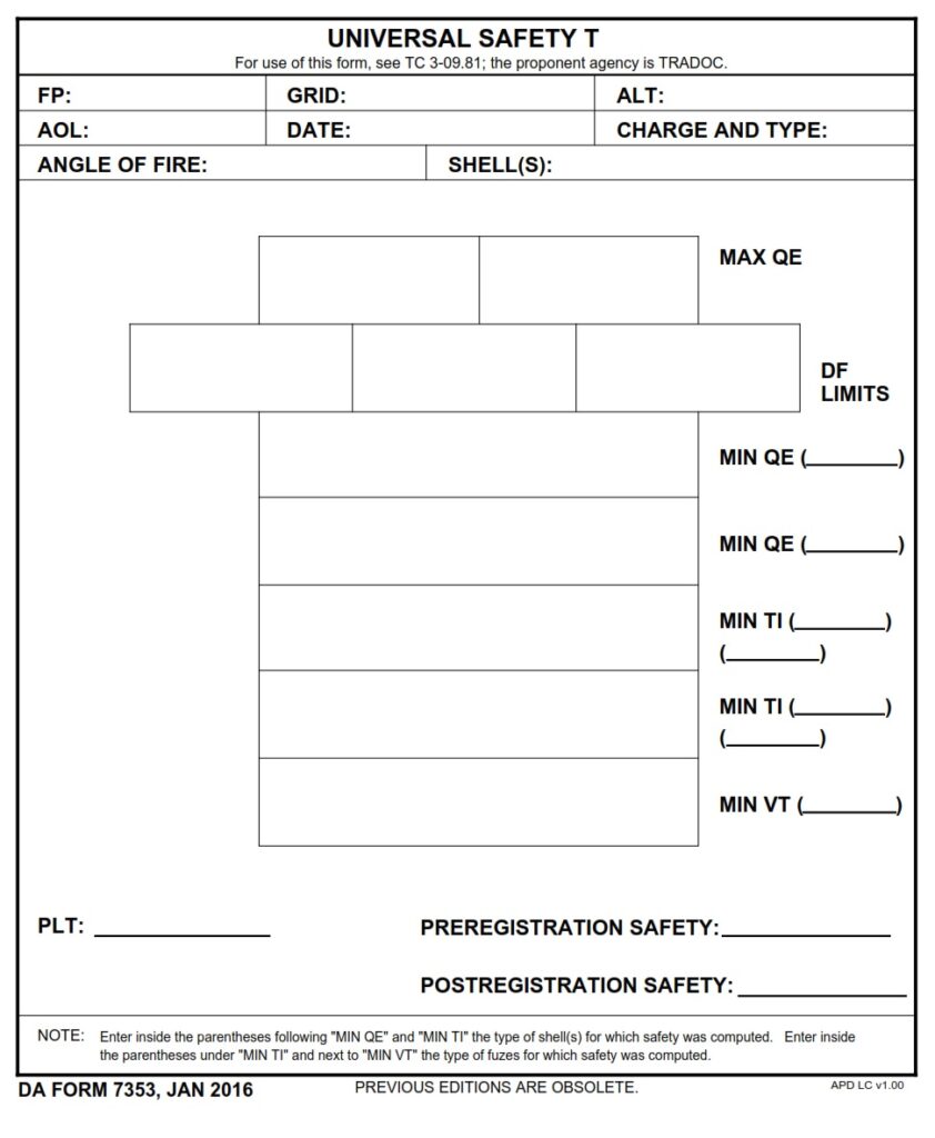 DA FORM 7353 - Universal Safety T