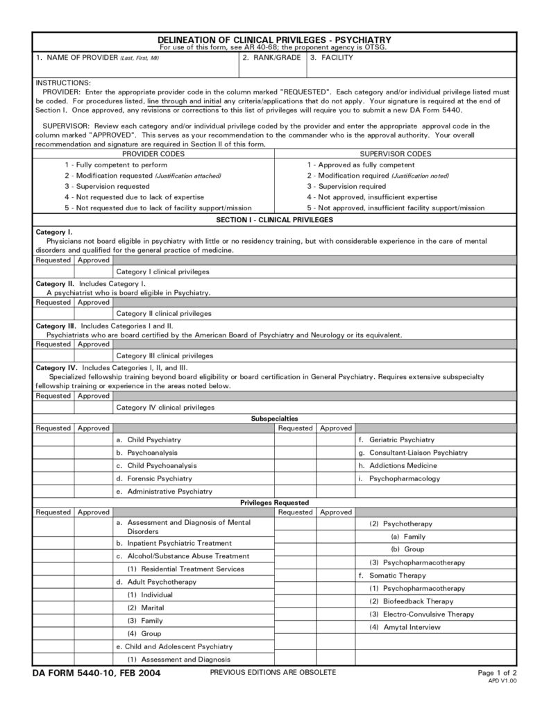 DA FORM 5440-10 - Delineation Of Clinical Privileges-Psychiatry_page-0001