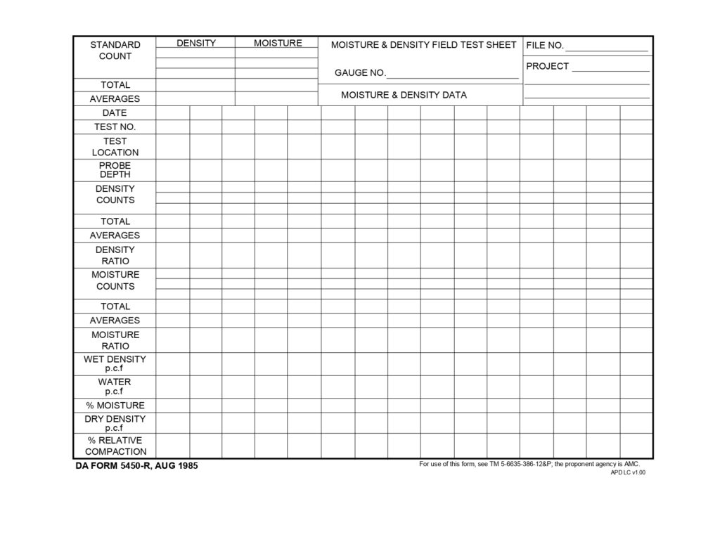 DA FORM 5450-R - Moisture And Density Field Test Sheet (LRA)_page-0001