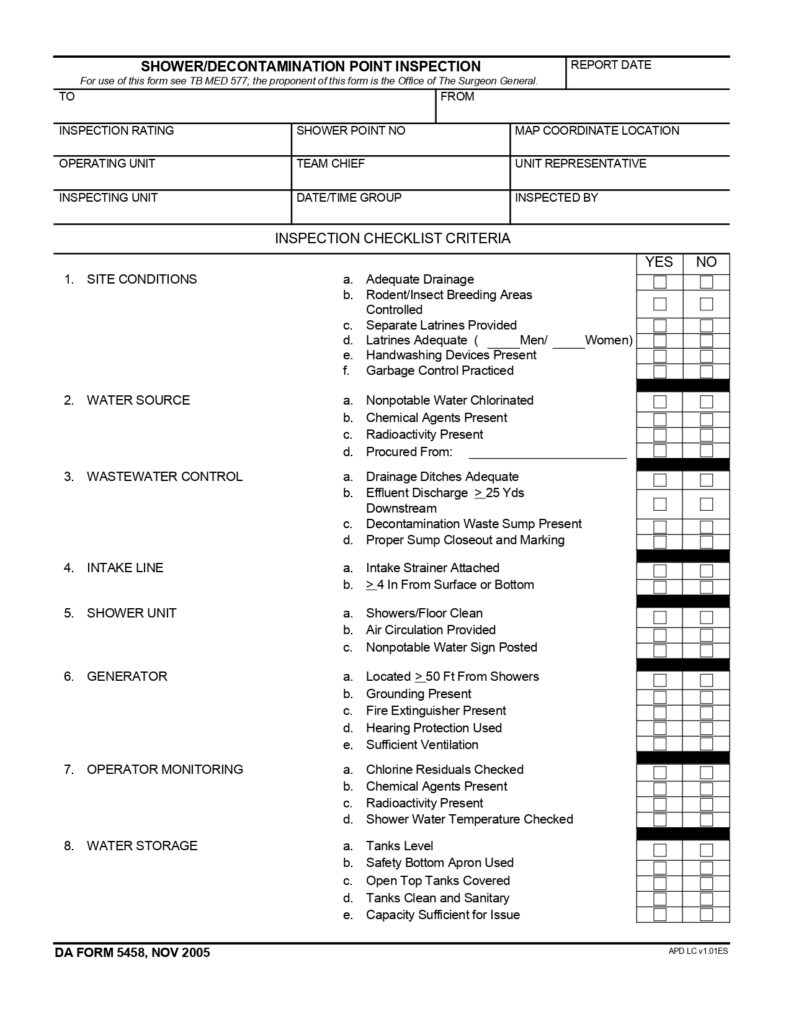 DA FORM 5458 - Shower-Decontamination Point Inspection_page-0001