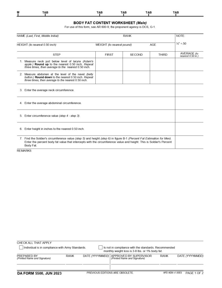 DA FORM 5500 Fillable - Army Pubs 5500 PDF | DA Forms 2024