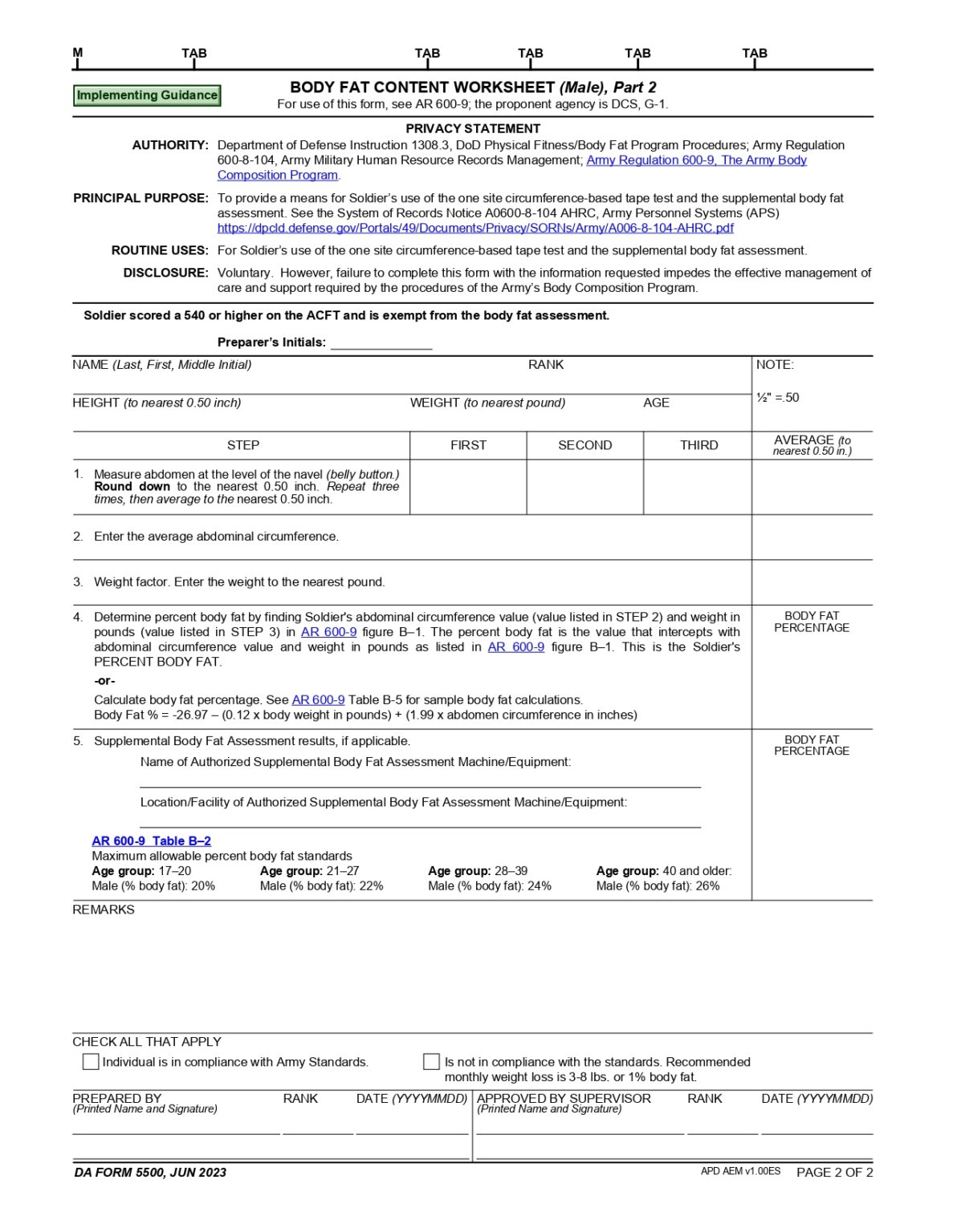 DA FORM 5500 Fillable - Army Pubs 5500 PDF | DA Forms 2024