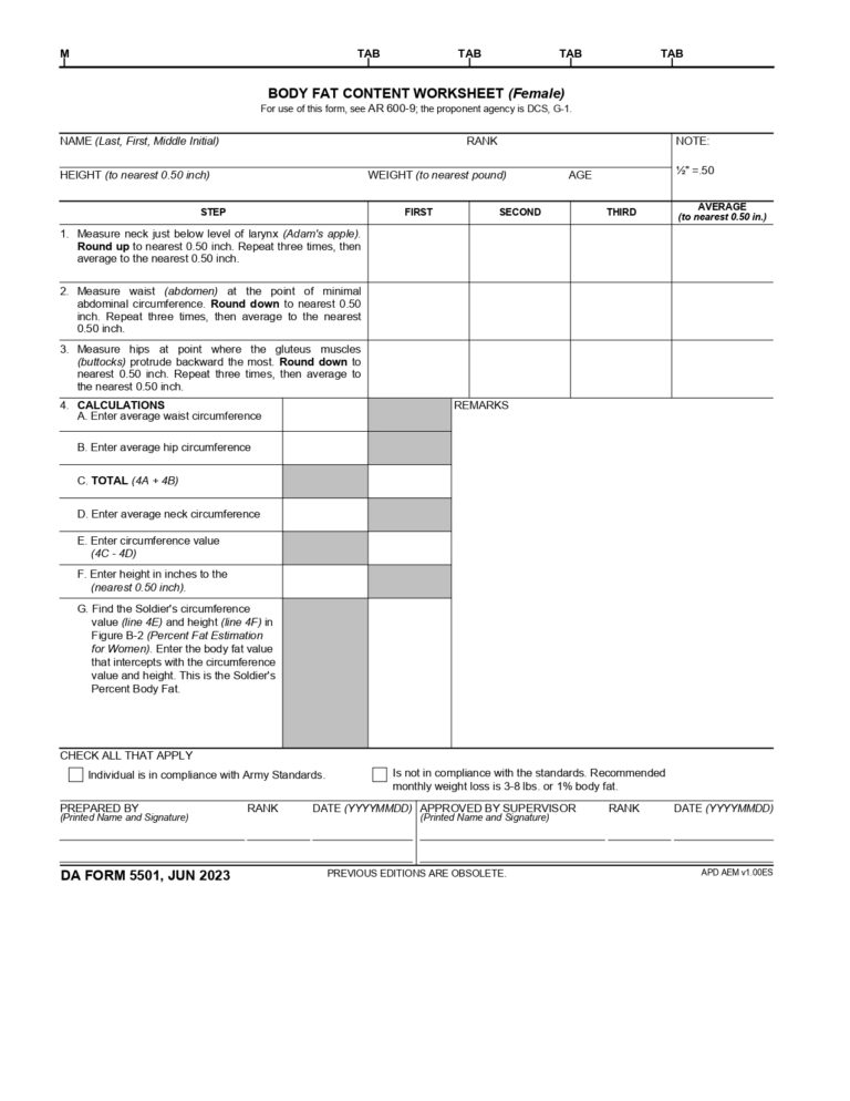 DA FORM 5501 Fillable - Army Pubs 5501 PDF | DA Forms 2024