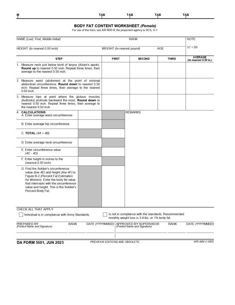 DA FORM 5501 Fillable - Army Pubs 5501 PDF | DA Forms 2024