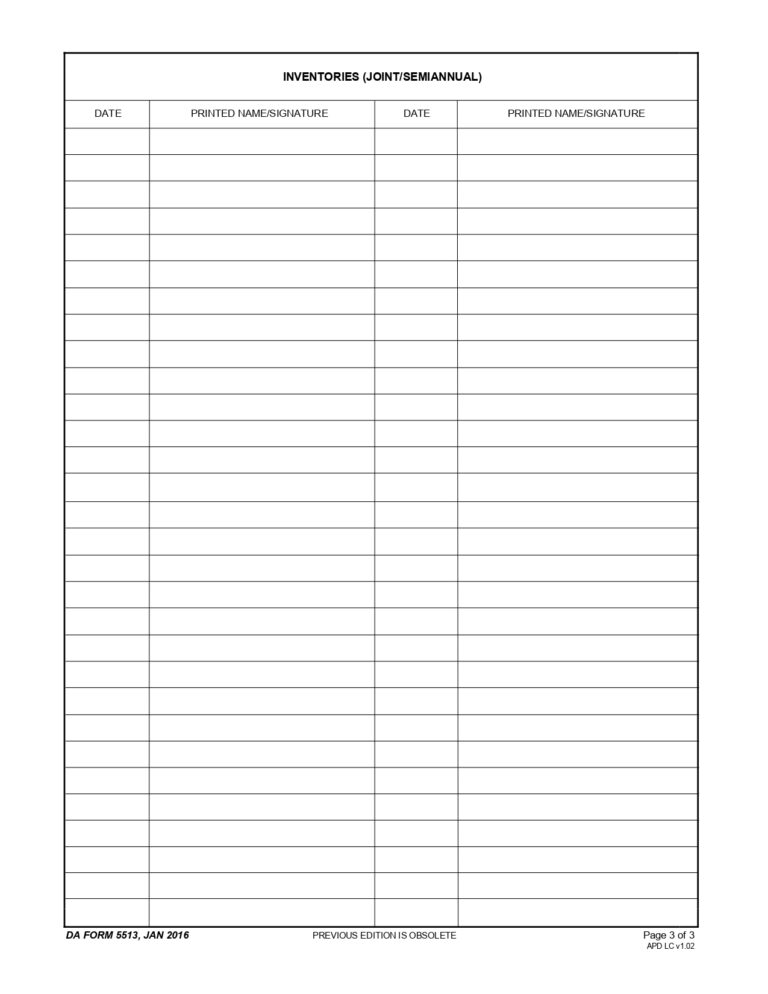 DA FORM 5513 Fillable - Army Pubs 5513 PDF | DA Forms 2024