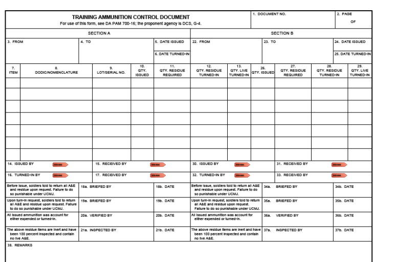 DA FORM 5515 Fillable - Army Pubs 5515 PDF | DA Forms 2024