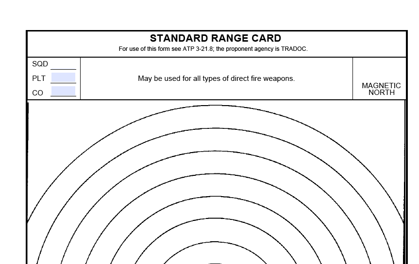 DA FORM 5517 - Standard Range Card