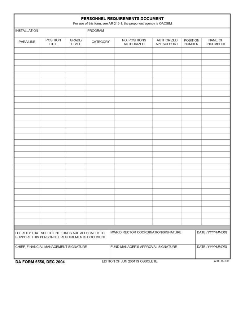 DA FORM 5556 - Personnel Requirements Document_page-0001