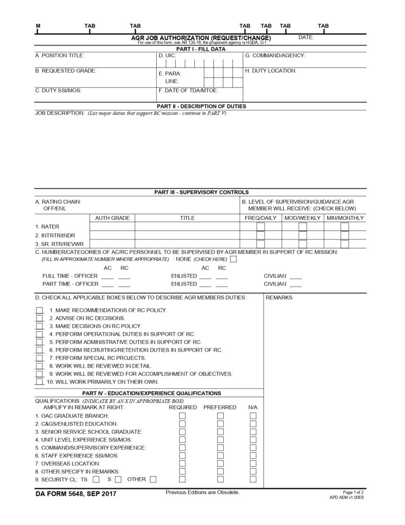 DA FORM 5648 - AGR Job Authorization (Request-Change)_page-0001