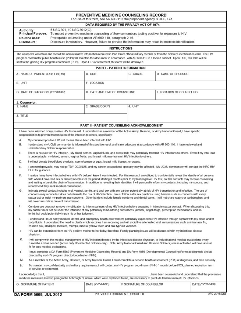 DA FORM 5669 - Preventive Medicine Counseling Record_page-0001