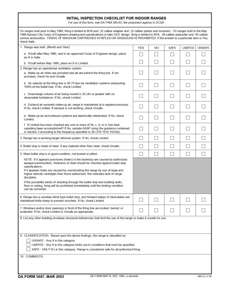 DA FORM 5687 - Initial Inspection Checklist For Indoor Ranges_page-0001