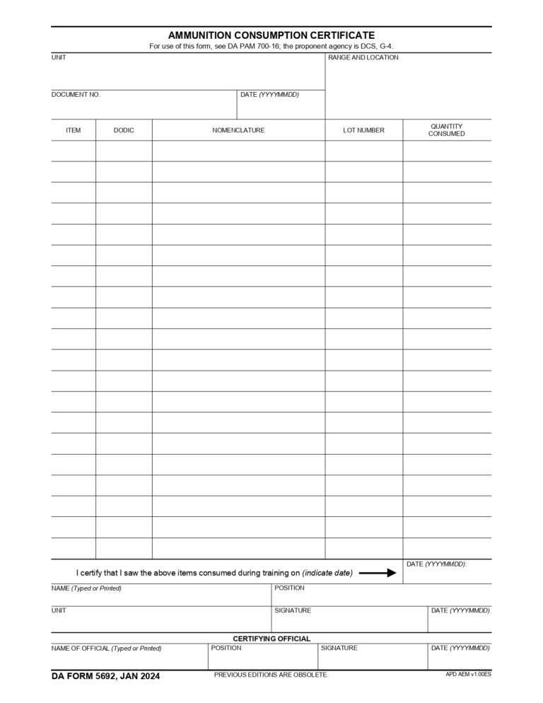 DA FORM 5692 Fillable - Army Pubs 5692 PDF | DA Forms 2024