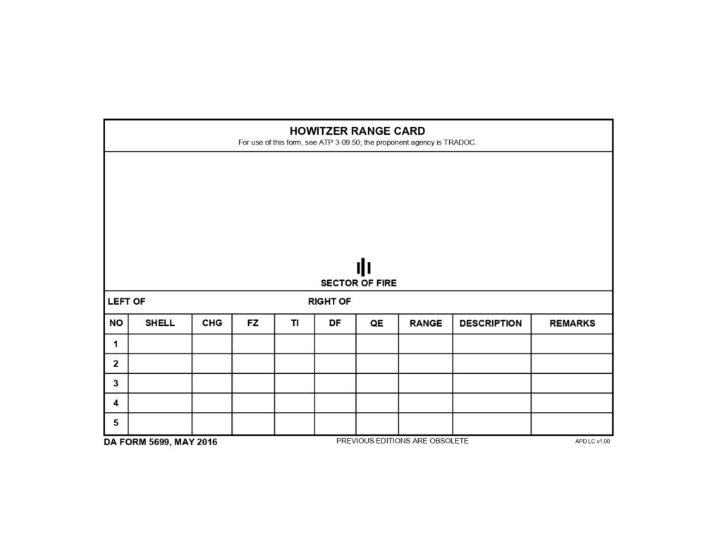 DA FORM 5699 - Howitzer Range Card_page-0001