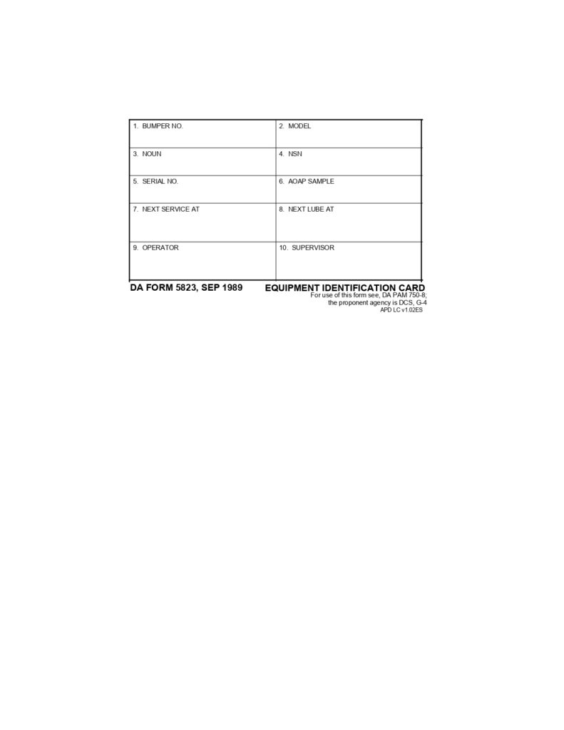 DA FORM 5823 Fillable - Army Pubs 5823 PDF | DA Forms 2024