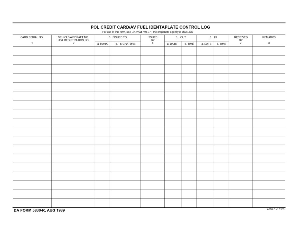 DA FORM 5830-R - Pol Credit Card-Av Fuel Identaplate Control Log (LRA)_page-0001